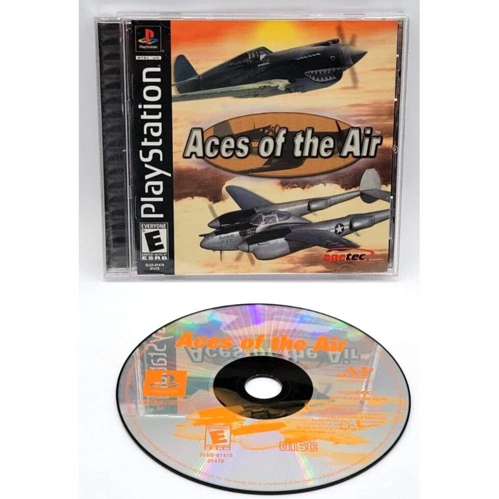 ACES OF THE AIR CIB COMPLETE IN BOX PS1 GAME PLAYSTATION ONE AGETEC‎ BLACK LABEL